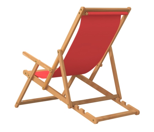 Silla de playa plegable de madera maciza de teca rojo