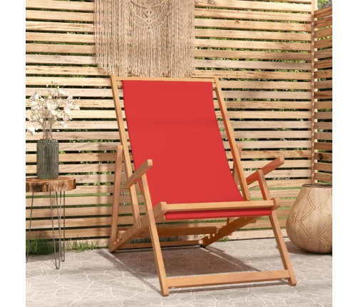 Silla de playa plegable de madera maciza de teca rojo