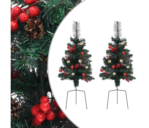 Árboles de Navidad artificiales de camino 2 uds PVC 76 cm