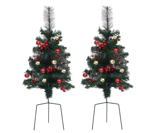 Árboles de Navidad artificiales de camino 2 uds PVC 76 cm