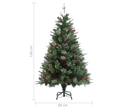 Árbol de Navidad con piñas verde PVC y PE 120 cm