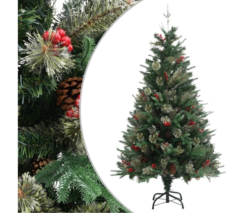 Árbol de Navidad con piñas verde PVC y PE 150 cm