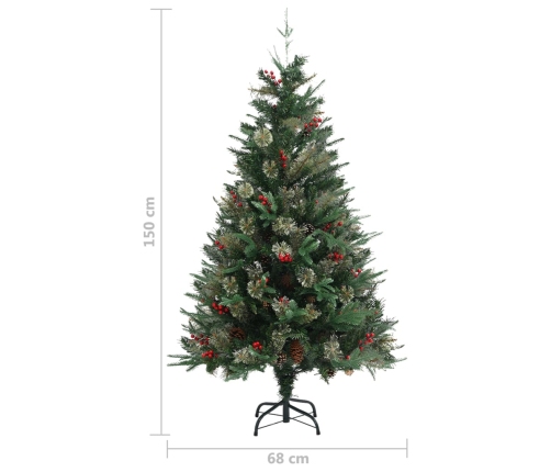 Árbol de Navidad con piñas verde PVC y PE 150 cm