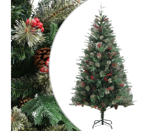 Árbol de Navidad y piñas verde PVC y PE 195 cm