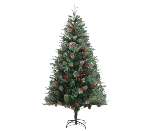 Árbol de Navidad y piñas verde PVC y PE 195 cm