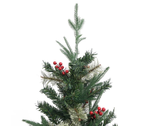 Árbol de Navidad y piñas verde PVC y PE 195 cm