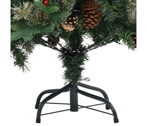 Árbol de Navidad y piñas verde PVC y PE 195 cm