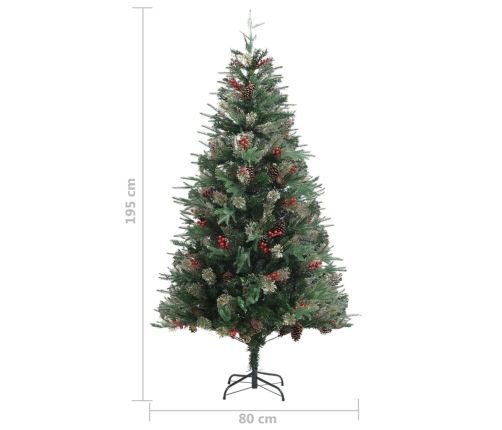 Árbol de Navidad y piñas verde PVC y PE 195 cm