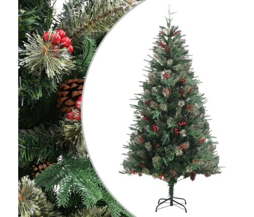 Árbol de Navidad y piñas verde PVC y PE 225 cm