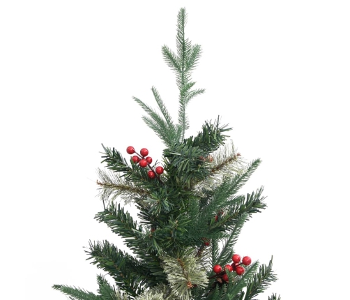 Árbol de Navidad y piñas verde PVC y PE 225 cm