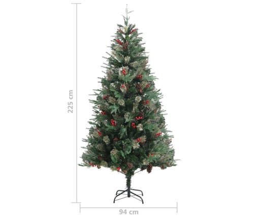 Árbol de Navidad y piñas verde PVC y PE 225 cm