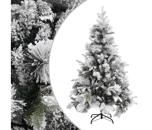 Árbol de Navidad con nieve flocada y conos 120 cm PVC y PE