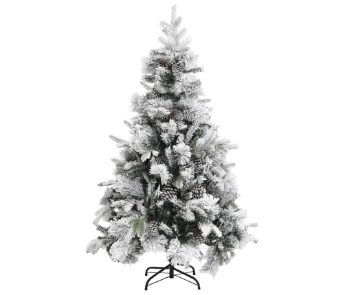 Árbol de Navidad con nieve flocada y conos 120 cm PVC y PE