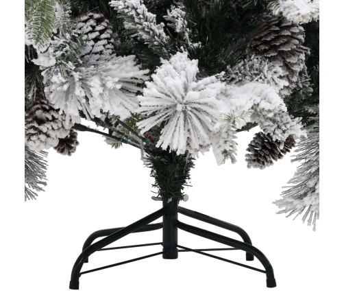 Árbol de Navidad con nieve flocada y conos 120 cm PVC y PE