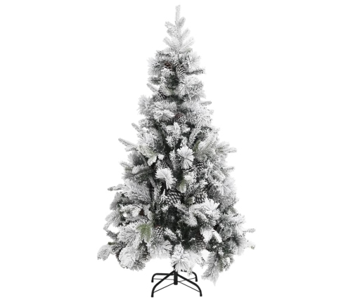 Árbol de Navidad con nieve flocada y piñas PVC y PE 225 cm