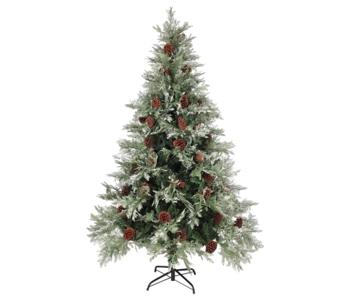 Árbol de Navidad con piñas verde y blanco PVC y PE 120 cm