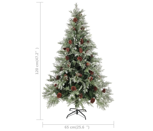 Árbol de Navidad con piñas verde y blanco PVC y PE 120 cm