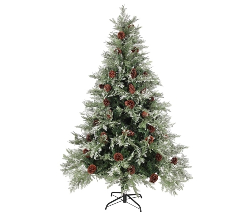 Árbol de Navidad con piñas verde y blanco PVC y PE 150 cm