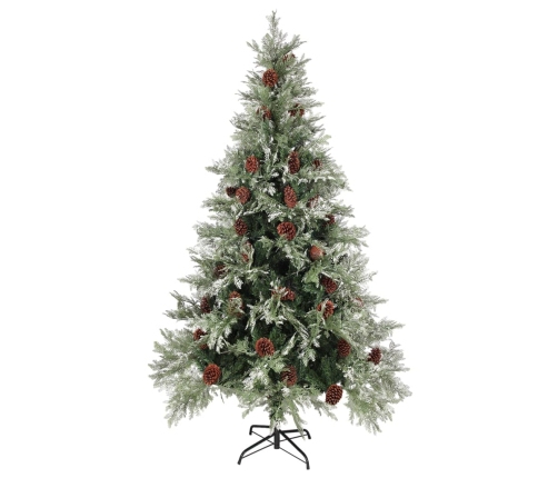 Árbol de Navidad con piñas verde y blanco PVC y PE 195 cm