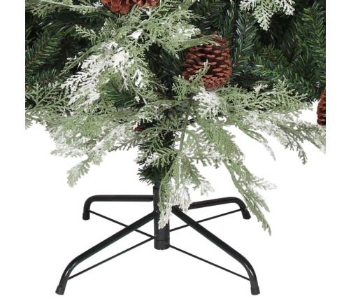 Árbol de Navidad con piñas verde y blanco PVC y PE 195 cm