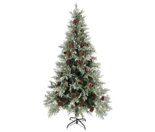 Árbol de Navidad con piñas verde y blanco PVC y PE 225 cm