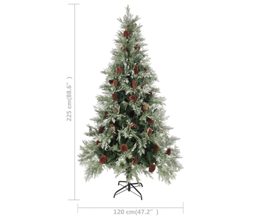 Árbol de Navidad con piñas verde y blanco PVC y PE 225 cm