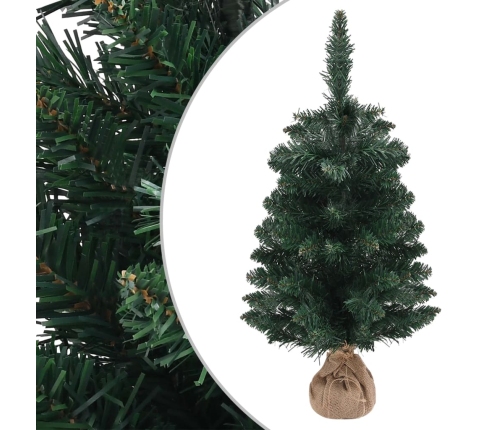 Árbol Navidad artificial con soporte y LEDs PVC verde 90 cm