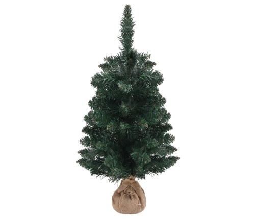 Árbol Navidad artificial con soporte y LEDs PVC verde 90 cm