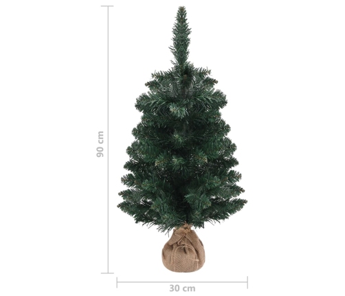 Árbol Navidad artificial con soporte y LEDs PVC verde 90 cm