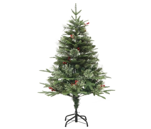 Árbol de Navidad con luces y piñas PVC PE verde 120 cm