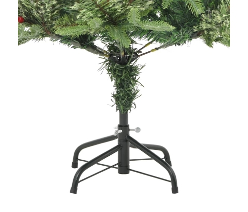 Árbol de Navidad con luces y piñas PVC PE verde 120 cm