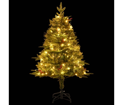 Árbol de Navidad con luces y piñas PVC PE verde 150 cm