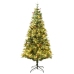 Árbol de Navidad con luces y piñas PVC PE verde 225 cm