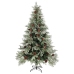 Árbol de Navidad con luces y piñas PVC PE verde y blanco 120 cm