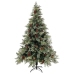 Árbol de Navidad con luces y piñas PVC PE verde y blanco 120 cm