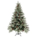 Árbol de Navidad con luces y piñas PVC PE verde y blanco 150 cm