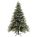 Árbol de Navidad con luces y piñas PVC PE verde y blanco 150 cm