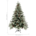 Árbol de Navidad con luces y piñas PVC PE verde y blanco 150 cm