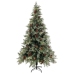 Árbol de Navidad con luces y piñas PVC PE verde y blanco 195 cm