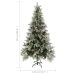 Árbol de Navidad con luces y piñas PVC PE verde y blanco 225 cm