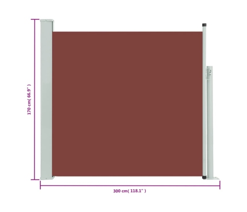 Toldo lateral retráctil de jardín marrón 170x300 cm