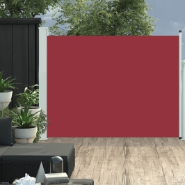 Toldo lateral retráctil para patio rojo 140x500 cm