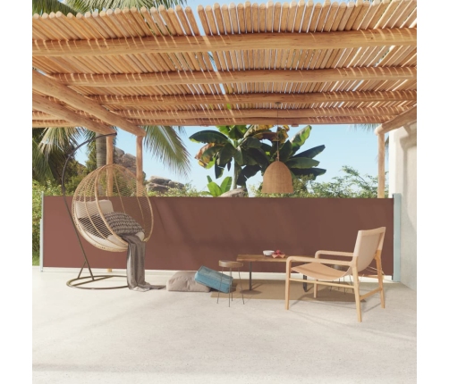 Toldo lateral retráctil de jardín marrón 117x600 cm