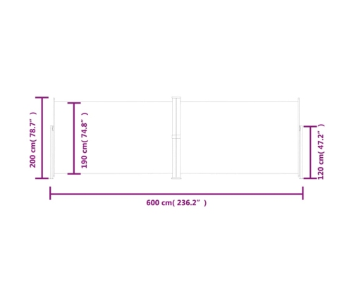 Toldo lateral retráctil crema 200x600 cm