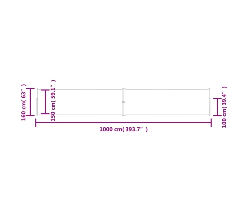 Toldo lateral retráctil crema 160x1000 cm