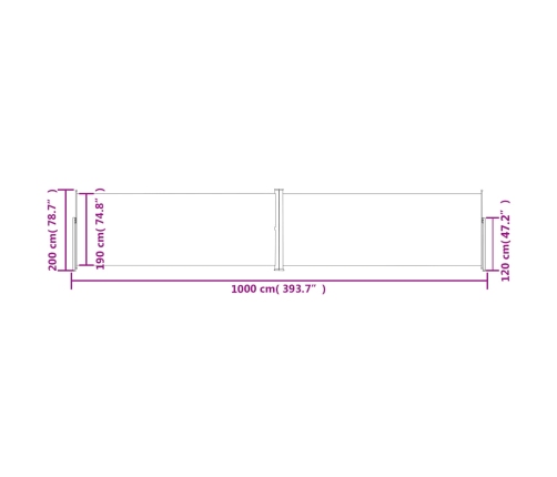 Toldo lateral retráctil crema 200x1000 cm