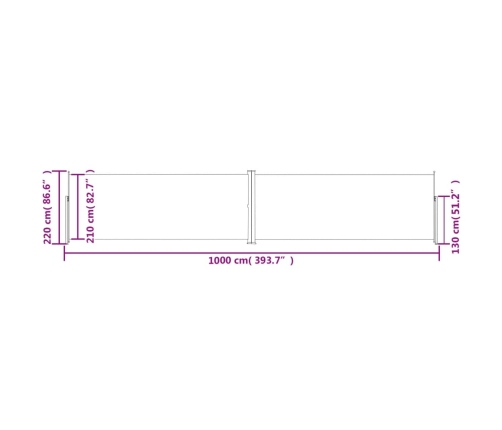 Toldo lateral retráctil crema 220x1000 cm