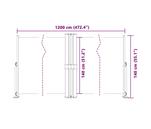 Toldo lateral retráctil crema 140x1200 cm