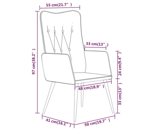 Sillón orejero de cuero auténtico gris