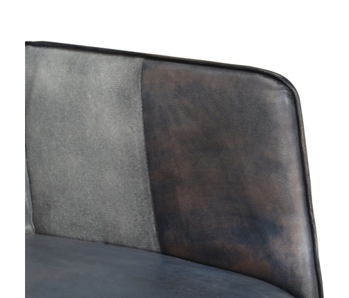 Sillón orejero de cuero auténtico gris